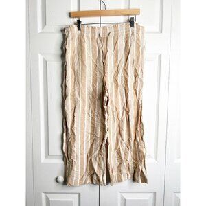 Madewell Tan Cream Striped Drawstring Linen Blend Pants Women's SIze Small S